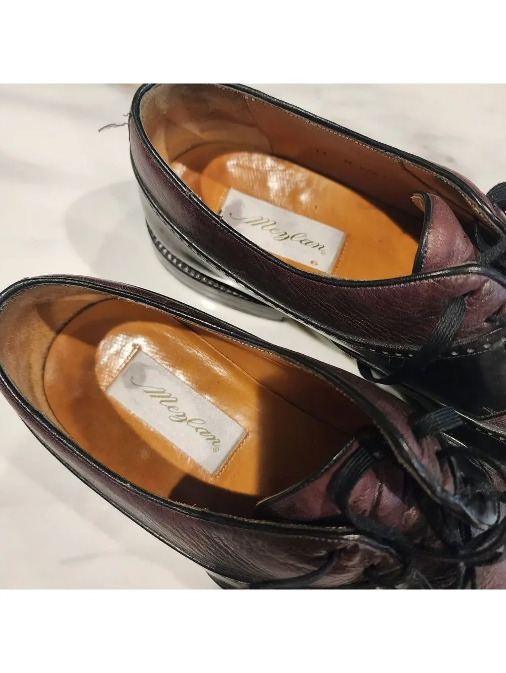 Mezlan Burgundy & Black Wingtip Oxford Dress Shoes – Men's Size 11.5